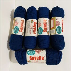 Vintage Knitting Worsted Sayelle K-Mart 4 Ply 9749 Navy 4 Oz Each Lot Of 5